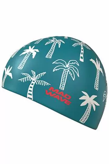 Silicone Swim Caps^Mad Wave Palm Tree